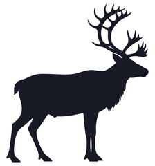 Silhouette of a Majestic Reindeer with Impressive Antlers Perfect for Christmas Designs