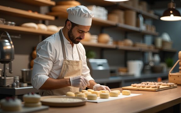 At work in the bakery shop. High quality