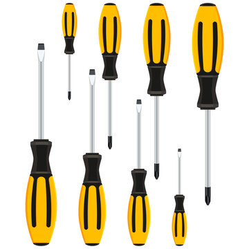 screwdriver set vector illustration drawing.