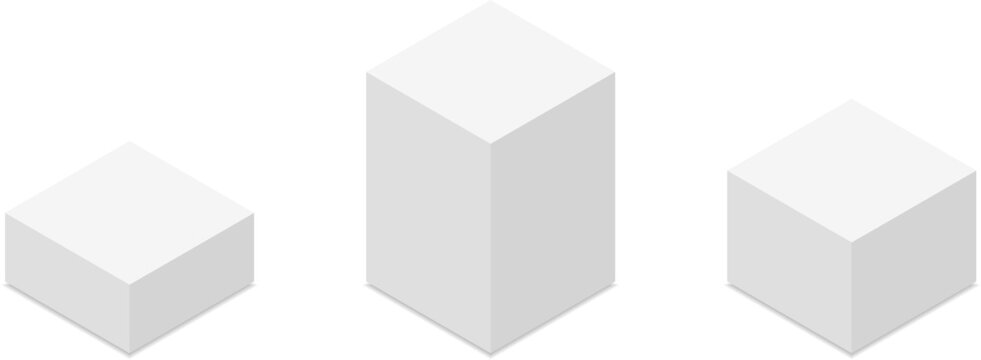 3D cubes in different heights. Three-dimensional cubes. Geometric shapes. Vector