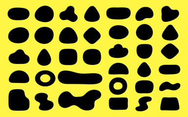 Abstract organic blob shape vector set with smooth rounded silhouettes for branding, backgrounds, posters, social media graphics, packaging, templates, and modern minimalist design projects