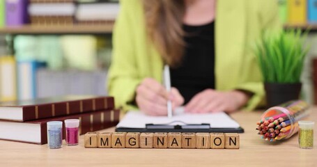 Exploring creativity through imaginative writing and colorful art supplies in a cozy workspace