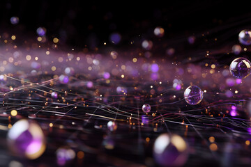 Digital network grid illuminated by floating particles