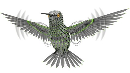 Naklejka premium A detailed illustration of a bird with outstretched wings in mid flight isolated on white background