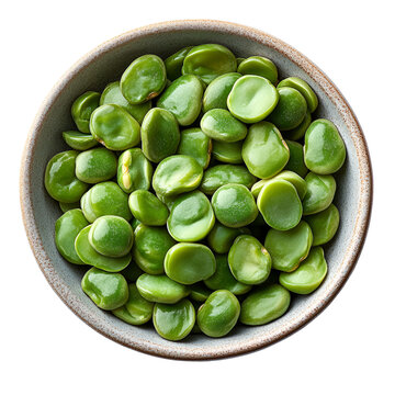 Green beans in a bowl on a transparent background