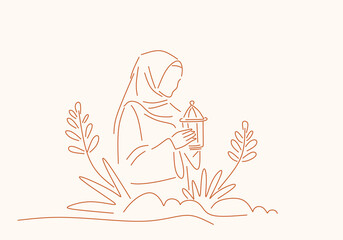 Muslim woman holding a lantern