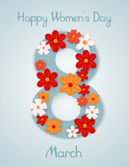 Floral Number 8 Women’s Day Poster Template