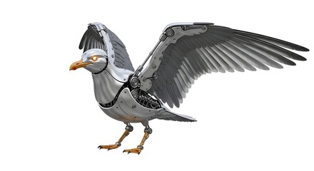 Fototapeta premium Seagull with a mask and a harness isolated on white background