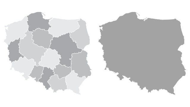 Gray Poland map icons. Poland map icon. Vector.