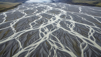 Glacial Outwash Plain Sandur Braided River System Aerial