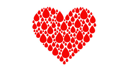 An impactful graphic design depicts a heart created from multiple red blood drops, embodying vital health concepts, charitable giving, and compassionate human support.