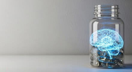 Brain with ADHD highlighted, representing neurological disorder on dark background
