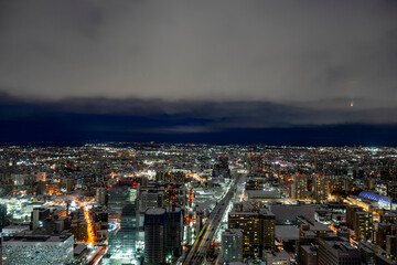 Fototapeta premium Sapporo's softly lit night view