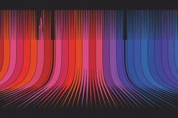 Colorful Gradient Lines Flowing in Abstract Symmetry on Black Background