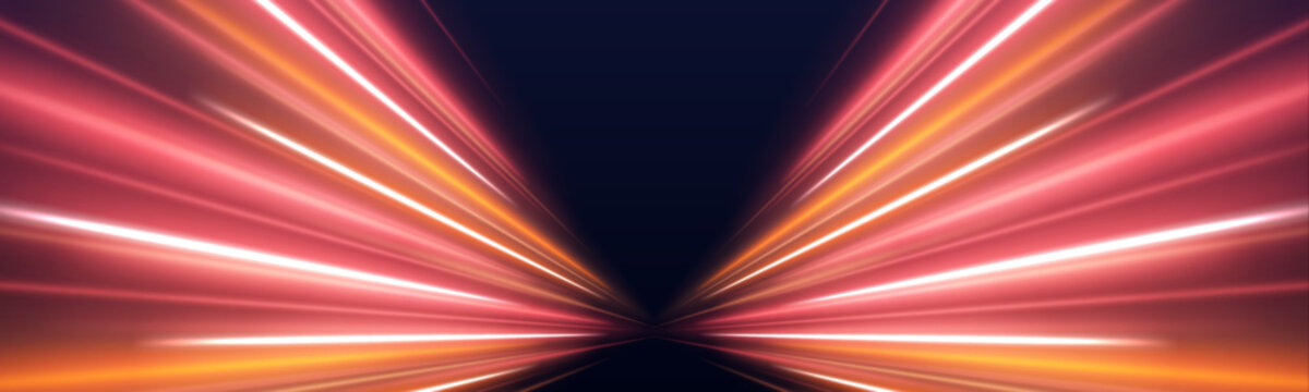 Dynamic red and orange light trails twist over a dark abstract landscape. The glowing streaks highlight acceleration and motion. Perfect for digital speed and urban night scenes. PNG