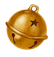 Gold Christmas Bell &mdash; Holiday PNG Clipart (Front View)