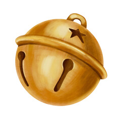 Gold Christmas Bell — Festive PNG Clipart (Angled View)