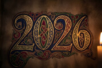 Year 2026 Red Fire Horse Celtic Illumination