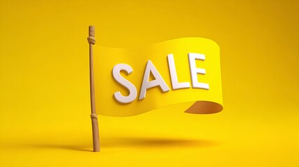 Brighten your promotions with this vibrant yellow sale flag, perfect for retail marketing and eye-catching advertising campaigns to boost sales today!