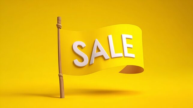Brighten your promotions with this vibrant yellow sale flag, perfect for retail marketing and eye-catching advertising campaigns to boost sales today!