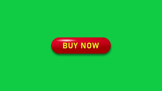 Buy now button animation flashing on a green screen background. Order now Button or online shopping concept.