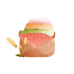 A cute and practical laundry basket design, perfect for home decor, cleaning themes, or organizing illustrations. Add a neat and cozy vibe to your projects with this basket.