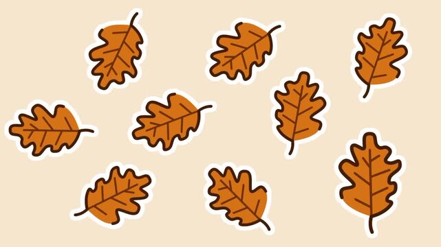 Scattered oak leaves fill the layout in an organic pattern, presenting a natural autumn texture that reflects the rustic beauty of Thanksgiving landscapes