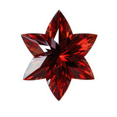 Red Crystal Star Ornament with Faceted Gem-Like Design
