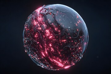 Futuristic energy sphere merging organic and digital patterns