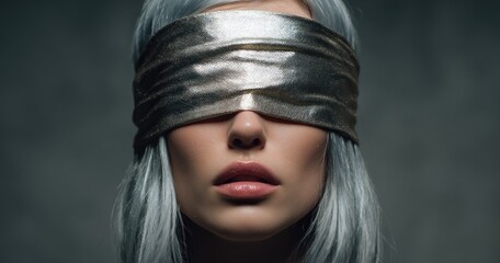 Woman with blindfold closeup