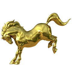 Golden horse zodiac element with elegant shiny metallic style