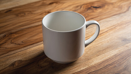 White Ceramic Mug on Wooden Table