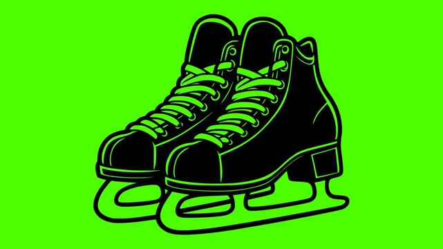 sport illustration winter silhouette video logo green icon screen outline rink ice skate activity skating active woman cold fun shape for vector graphic background