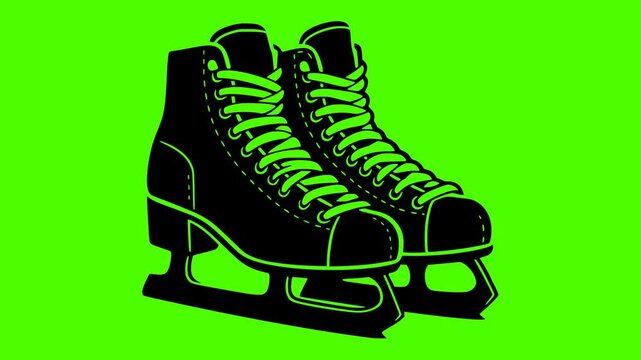 sport illustration winter silhouette video logo green icon screen outline rink ice skate activity skating active woman cold fun shape for vector graphic background