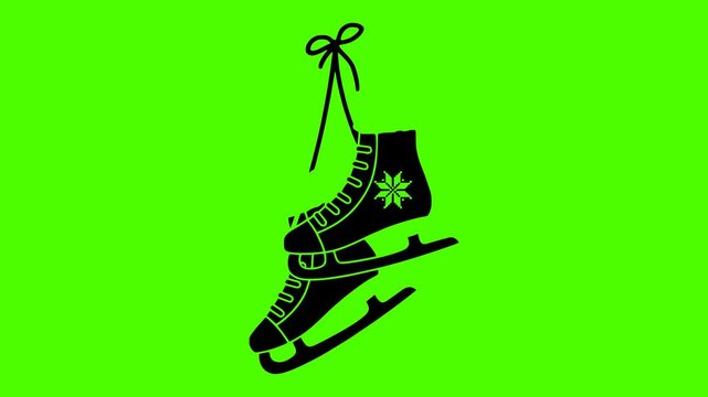 sport illustration winter silhouette video logo green icon screen outline rink ice skate activity skating active woman cold fun shape for vector graphic background