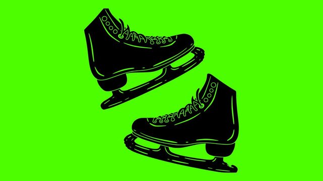 sport illustration winter silhouette video logo green icon screen outline rink ice skate activity skating active woman cold fun shape for vector graphic background