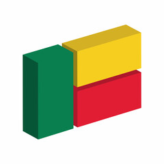 Vibrant 3D Blocks: Green, Yellow, Red Abstract Geometric Design