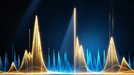 Futuristic Financial Data Visualization Background – Glowing Line Graphs and Analytics Light Waves