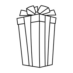 Illustration of gift box. Black line presents gift boxes for celebration, discounts or promotions.