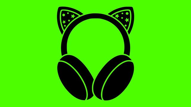 winter illustration headset silhouette video logo green icon screen outline music young lifestyle people headphones earphones happy person technology shape entertainment vector graphic background