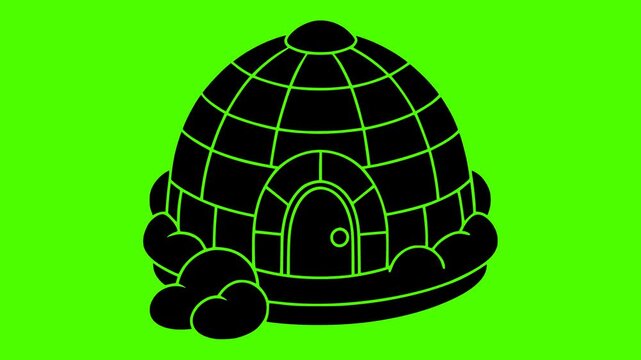 house illustration igloo silhouette green logo screen icon video outline winter snow nature ice landscape cold sky dome arctic shape icehouse vector graphic background