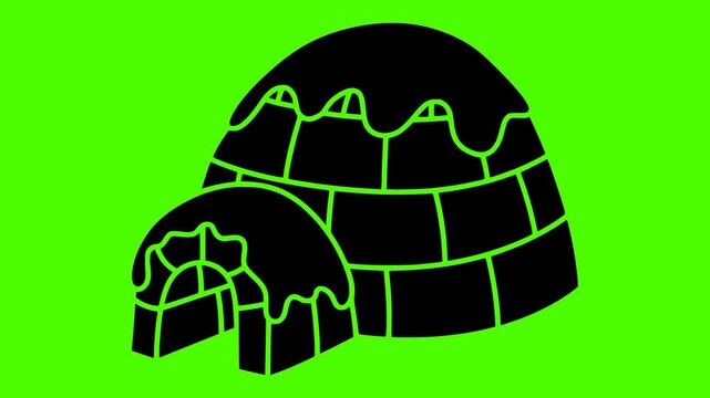 house illustration igloo silhouette green logo screen icon video outline winter snow nature ice landscape cold sky dome arctic shape icehouse vector graphic background