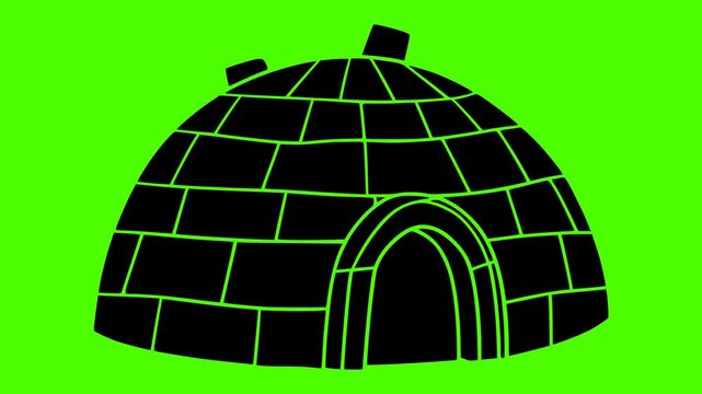 house illustration igloo silhouette green logo screen icon video outline winter snow nature ice landscape cold sky dome arctic shape icehouse vector graphic background