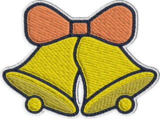 Colored Embroidered Patch Bell with Ribbon Bow