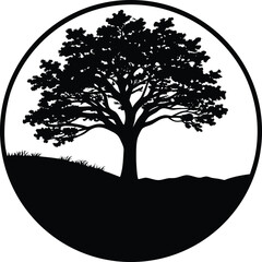Tree Silhouette in Circle Icon

