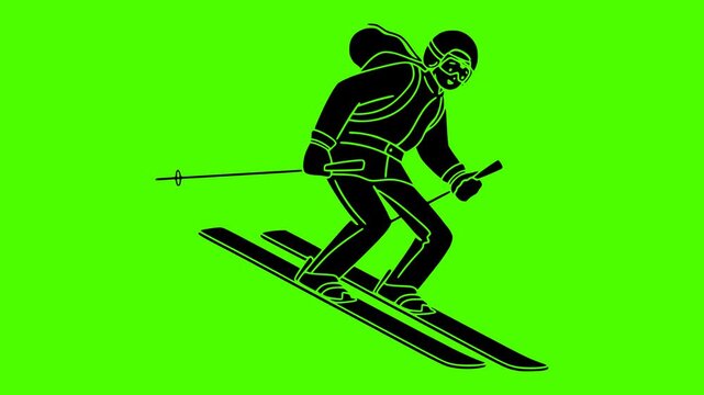 sport illustration winter silhouette video logo green icon screen outline  mountain mountain extreme active ski action vacation downhill snow shape competition vector graphic background