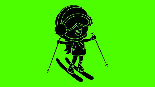 sport illustration winter silhouette video logo green icon screen outline  mountain mountain extreme active ski action vacation downhill snow shape competition vector graphic background