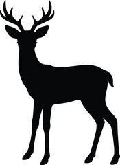 Black Stag Deer Silhouette Icon

