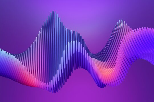 3D Soundwave Bars with Blue, Purple, and Red Gradient on Purple Background