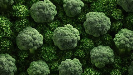 Video A bunch of green broccoli stacked on top of each other, often used in food and healthy lifestyle visuals - Powered by Adobe